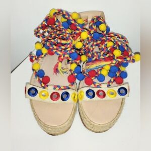 ASOS POM POM LACE UP PLATFORM SANDALS